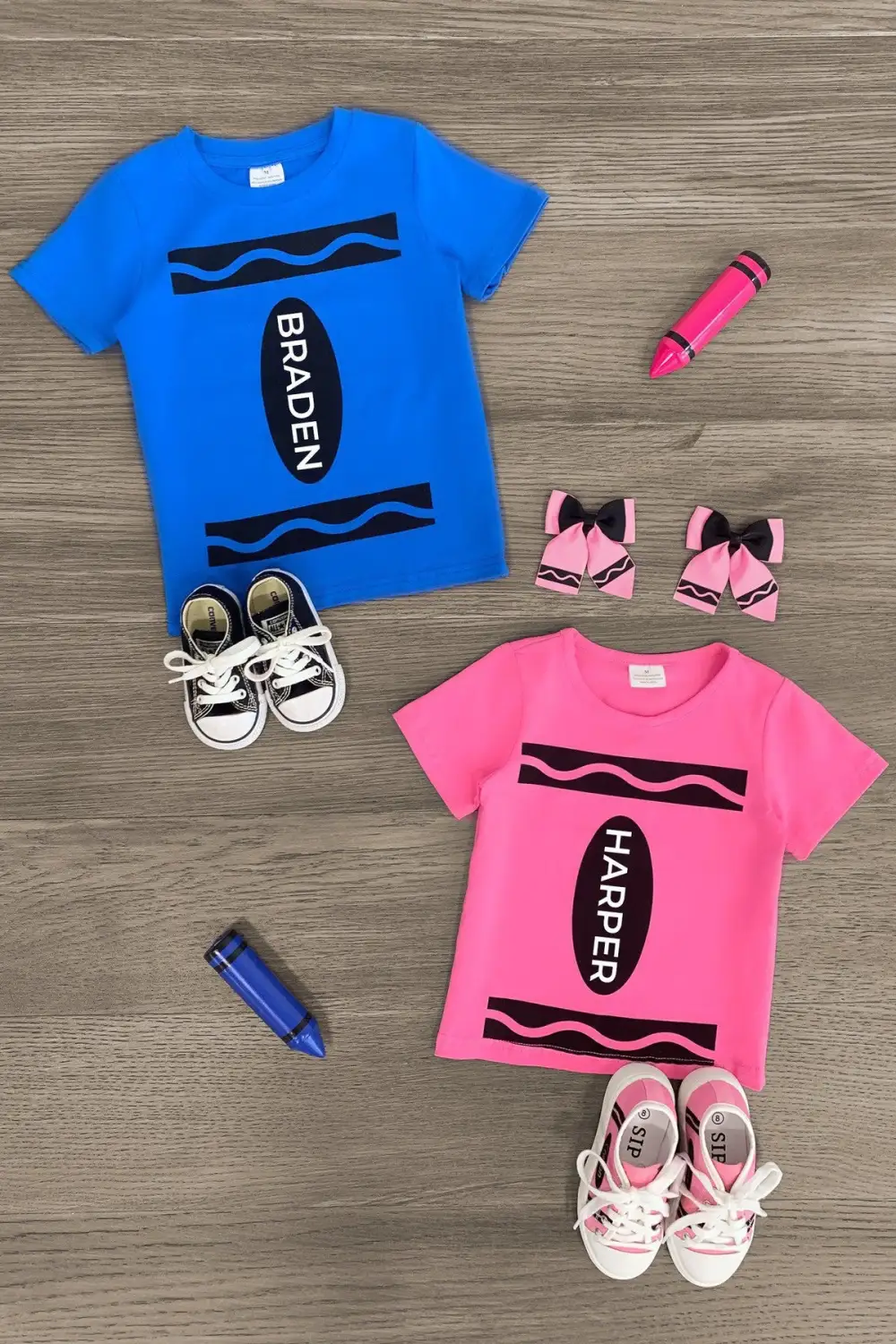 Blue & Pink Crayon Top - Boy & Girl!