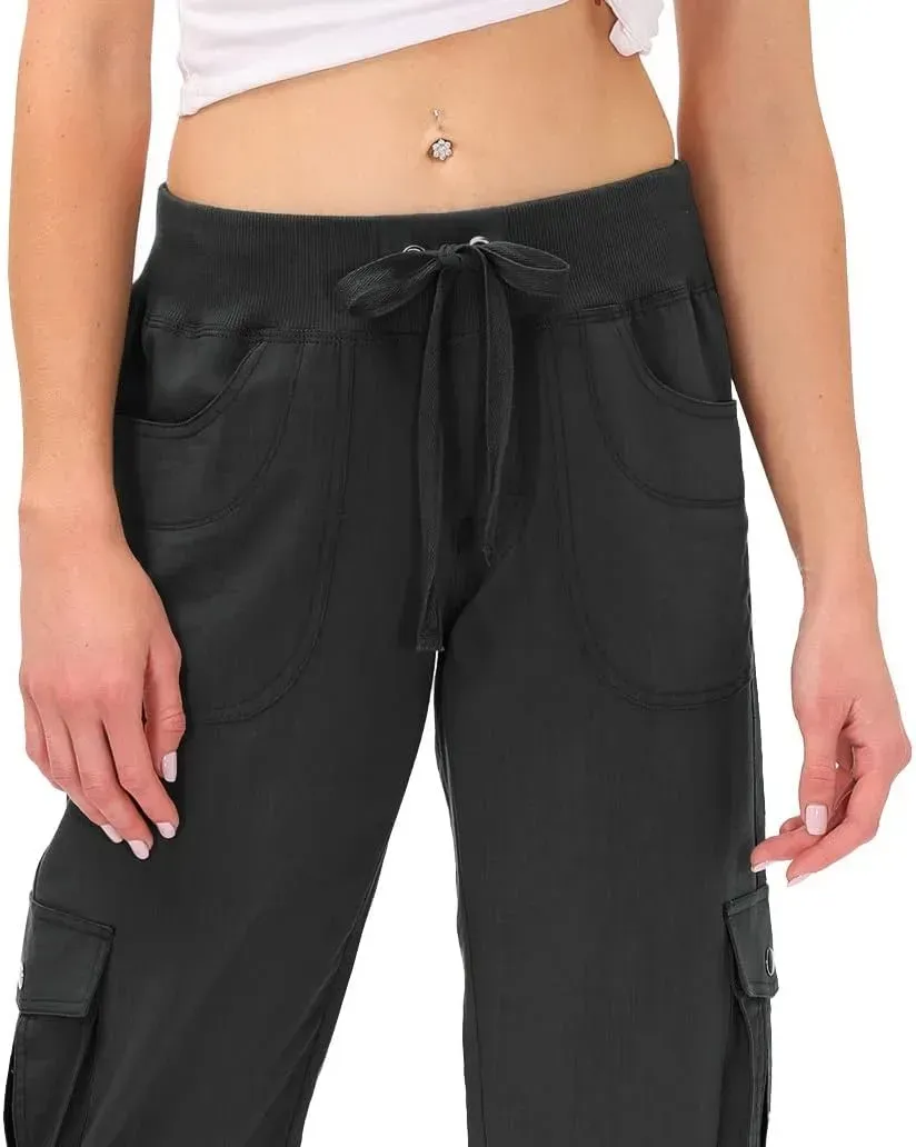 MoFiz Womens Capris with Pockets Loose Fit Casual Capri Pants Dressy Lightweight Ladies Baggy Cargo Pants for Hiking