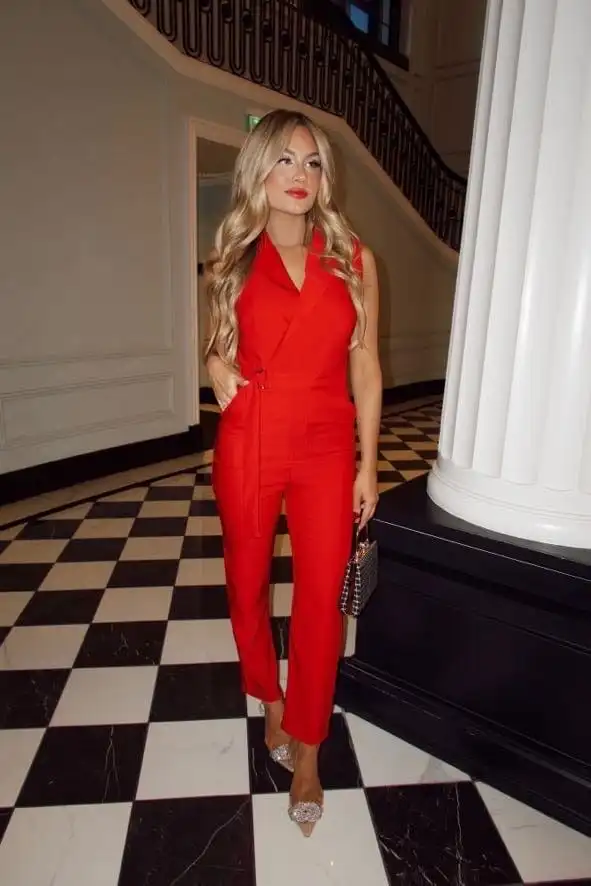Lady In Red Jumpsuit
