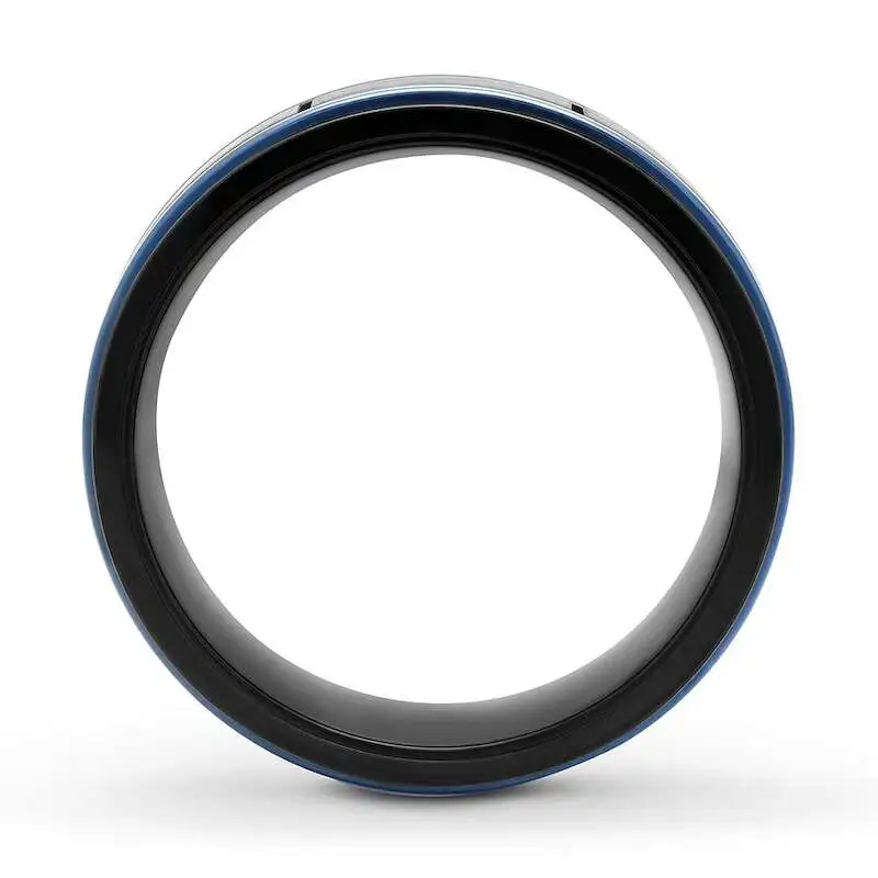 Men's Wedding Band Black/Blue Ion-Plated Stainless Steel 8mm