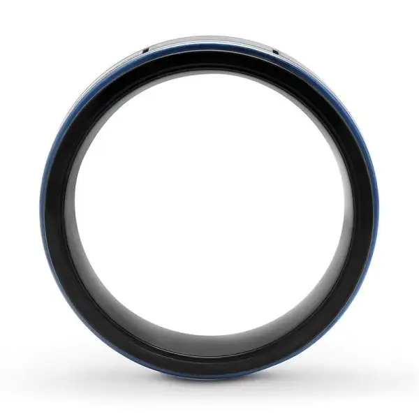 Men's Wedding Band Black/Blue Ion-Plated Stainless Steel 8mm