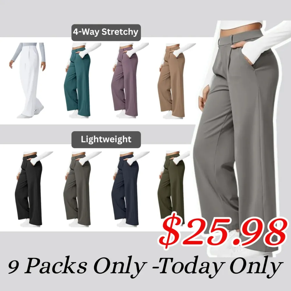 🔥High Waisted Work Pants for Women Business Casual Outfits Office Dress Pants Trousers with Pockets