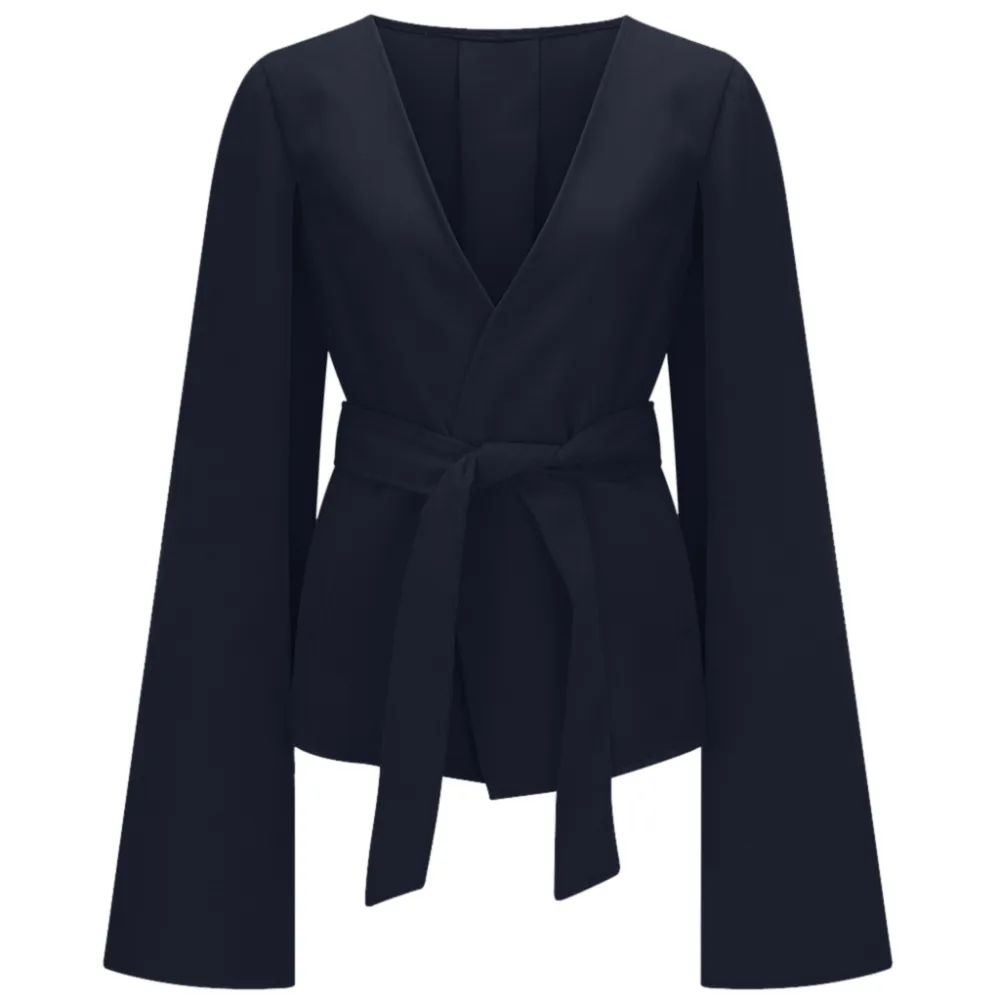 Solid Open Sleeve Faux Woolen Coat