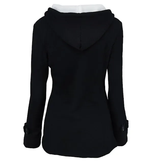 Women's Winter Coat Cropped Hooded Coat Thermal Warm Heated Jacket Fall Casual Street Jacket Long Sleeve with Pockets Black Army