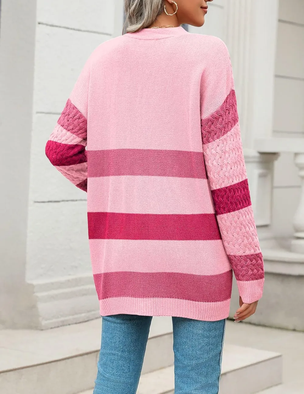 Womens 2024 Long Sleeve Chunky Cable Knit Fall Cardigans Sweaters Button Down Open Front Outerwear with Pockets