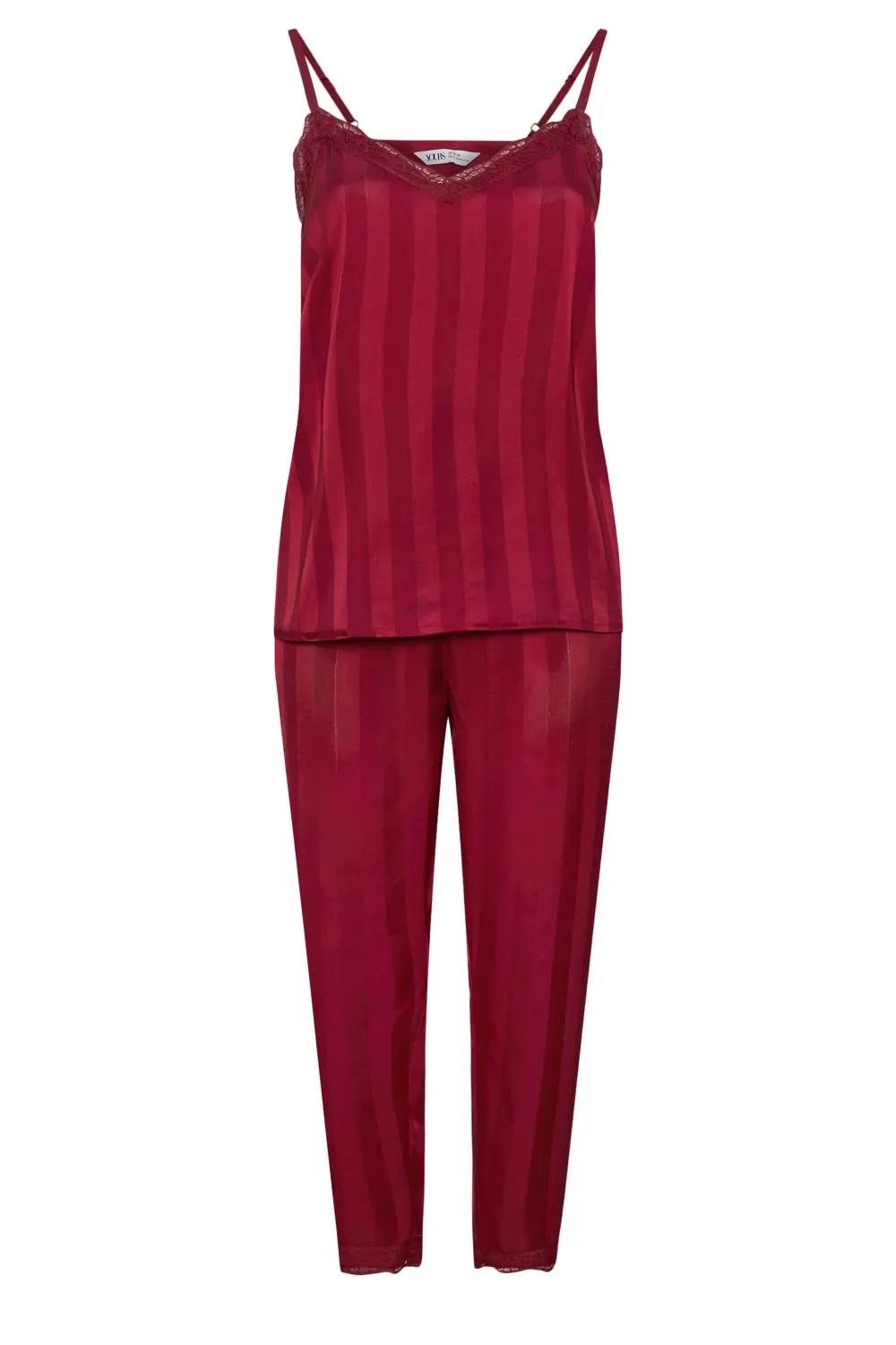 YOURS Curve Red Stripe Satin Pyjama Set