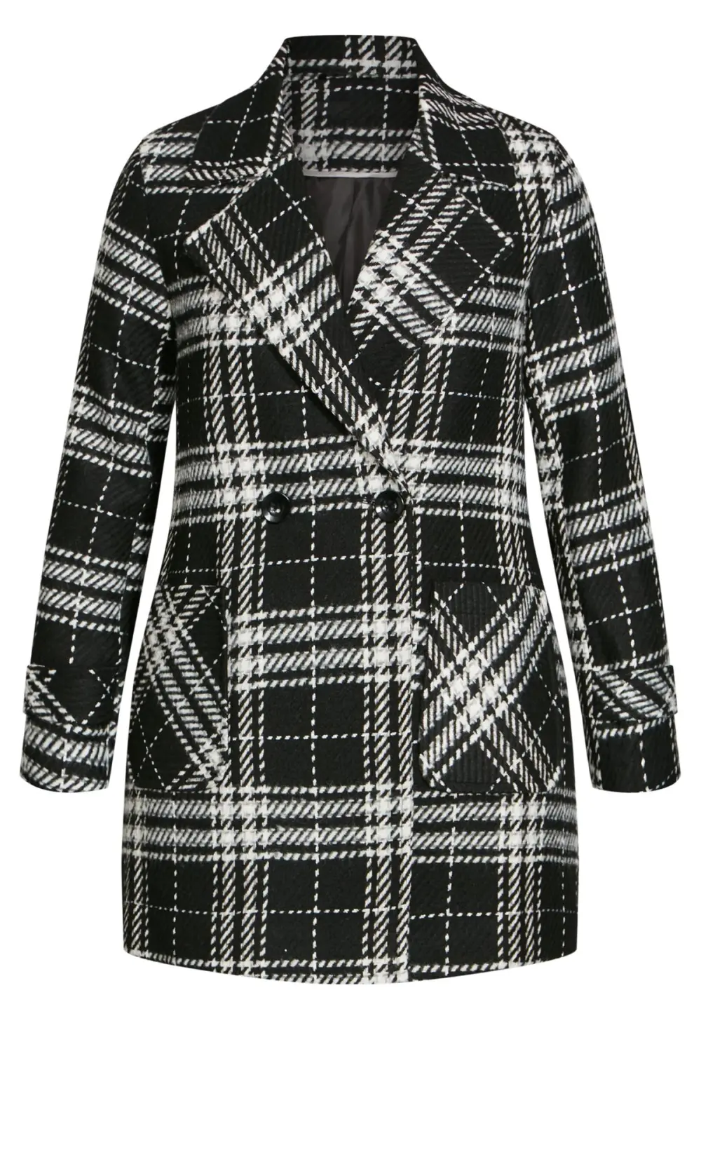 EVANS Curve Black & White Check Coat