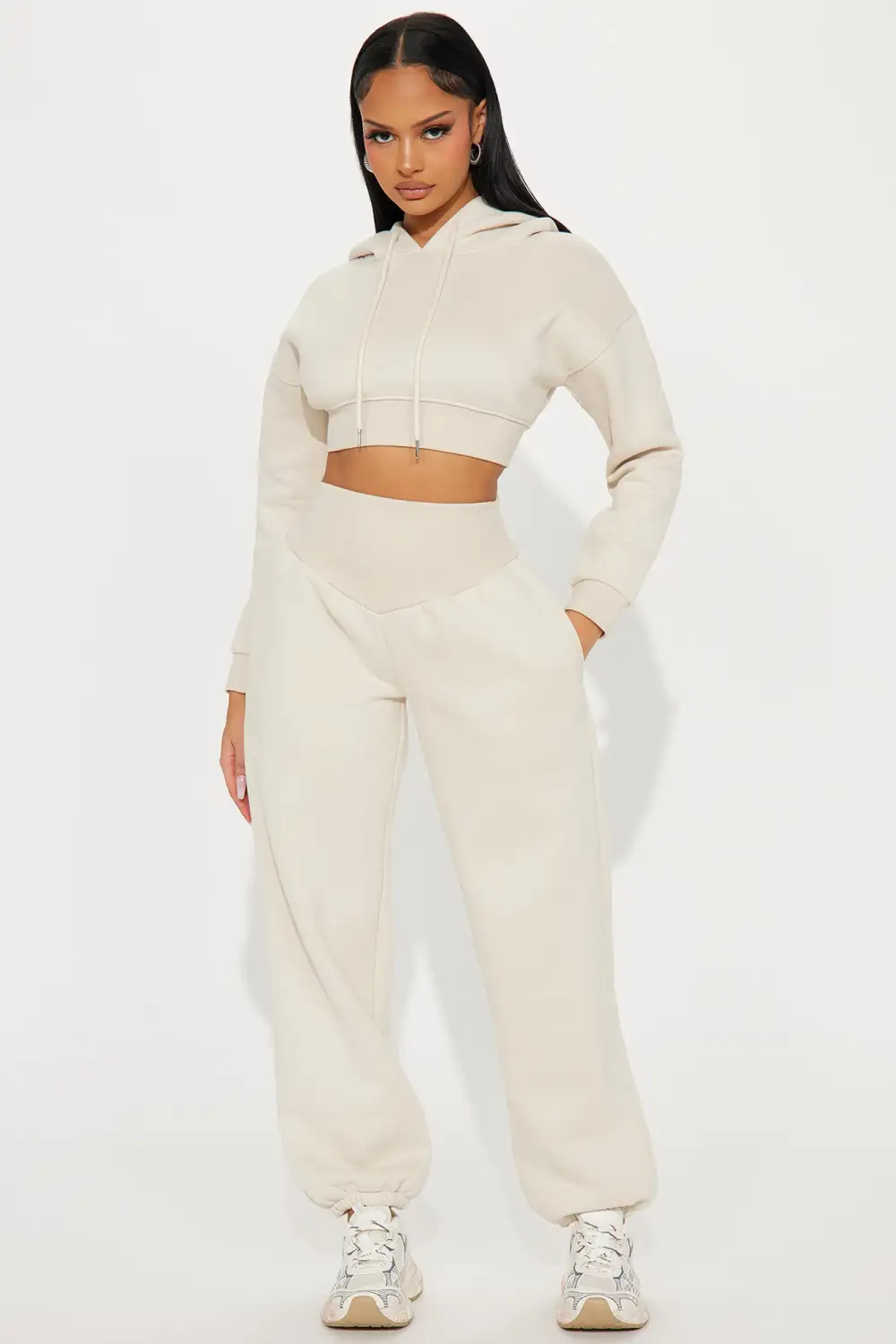 Nikkie Fleece Jogger Set - Cream