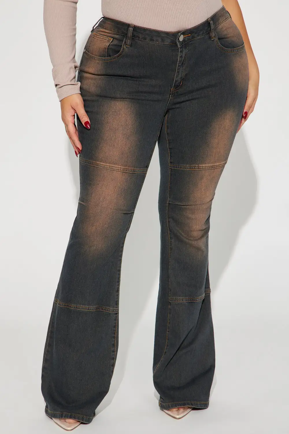 Okay Bestie Tinted Stretch Flare Jeans - Dark Wash