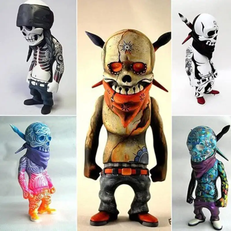 Resin Sculpture Figurine Rock Skull Doll Halloween Ornaments Home Desktop Decoration Statue Room Decoration Accessories
