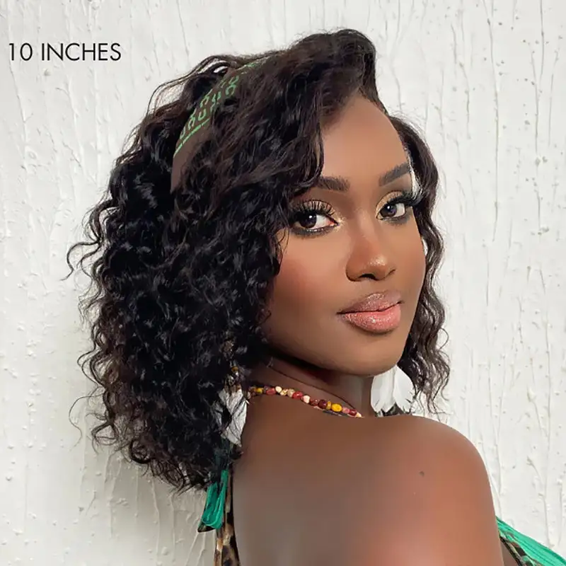 Sterly Water Wave Left C Parted Glueless Undetectable 13×4 Lace Bob Wig