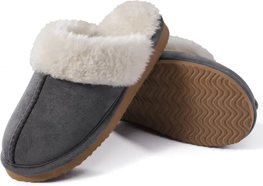 Women's Fuzzy Memory Foam Slippers Fluffy Winter House Shoes Indoor and Outdoor