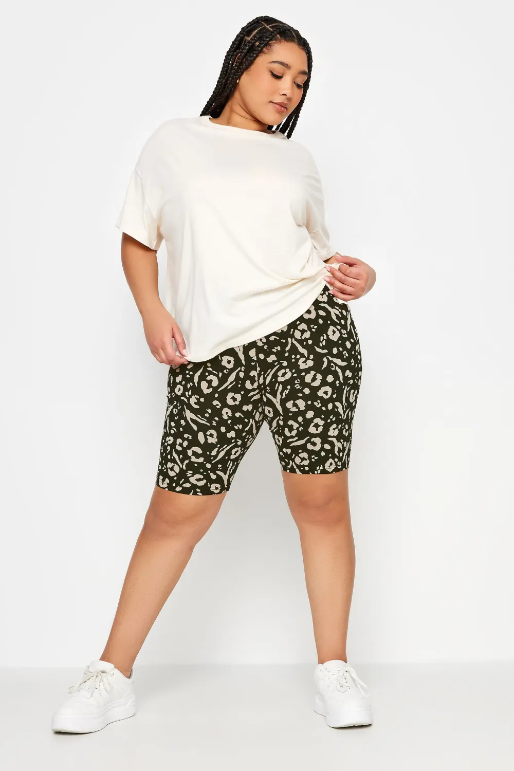 YOURS Curve 2 PACK Black Floral Print Cycling Shorts