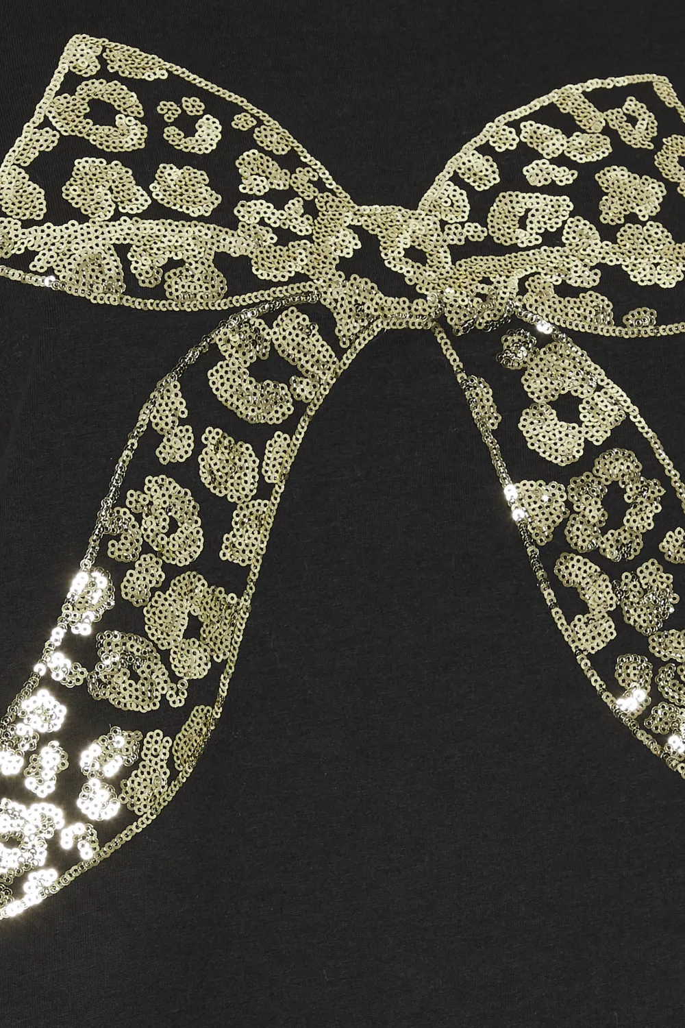YOURS Curve Black Leopard Bow Sequin Top