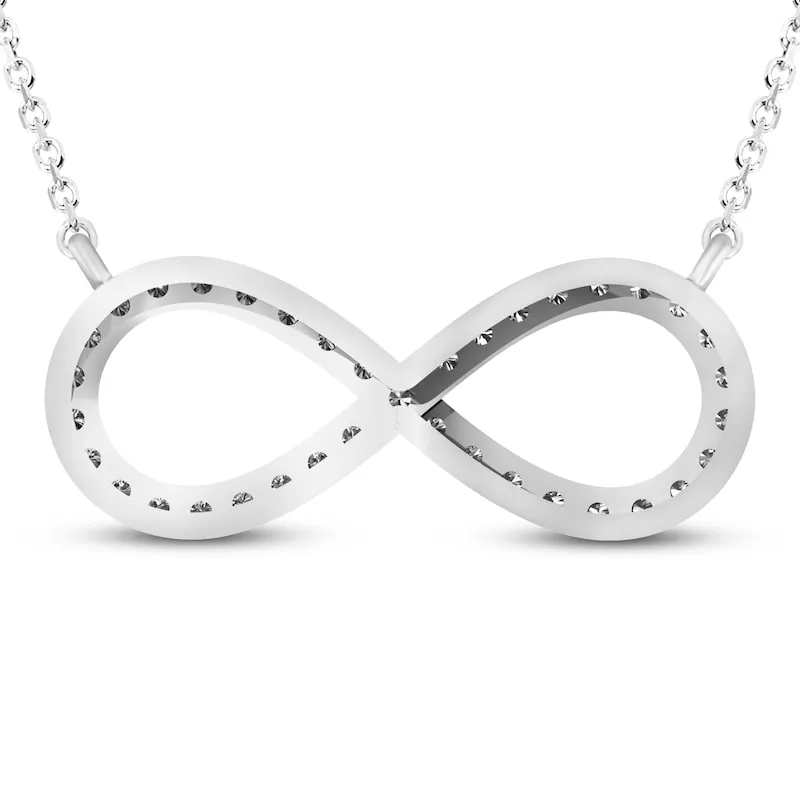 Diamond Infinity Necklace 1/6 ct tw Round-cut 10K White Gold 18