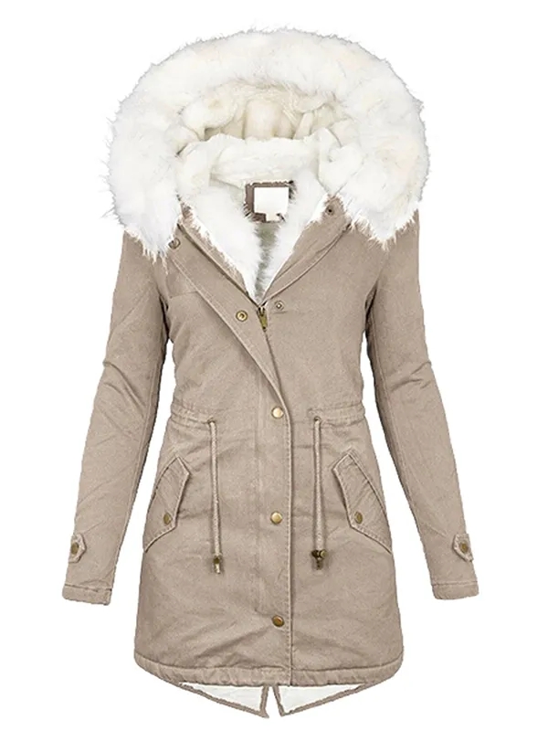 Ladies winter warm hooded coat