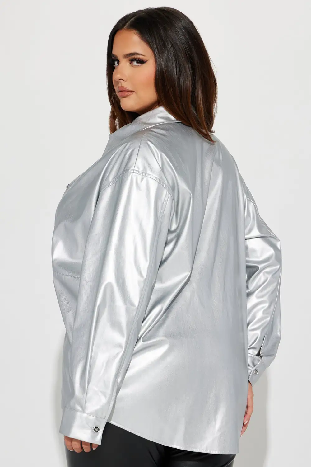 Other Worldly Faux Leather Shirt - Silver