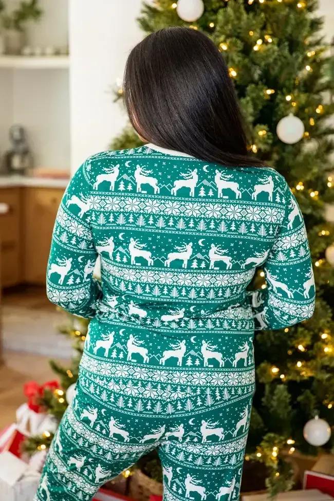 Underneath The Tree Green Christmas Print Pajama Top FINAL SALE