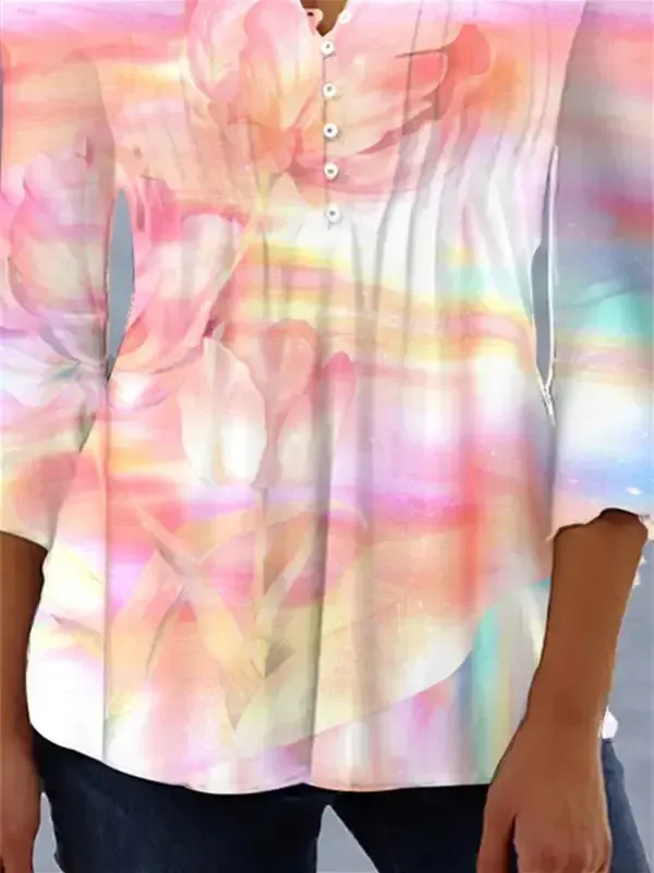 Women's Colorblock 3/4 Sleeve V-neck Top