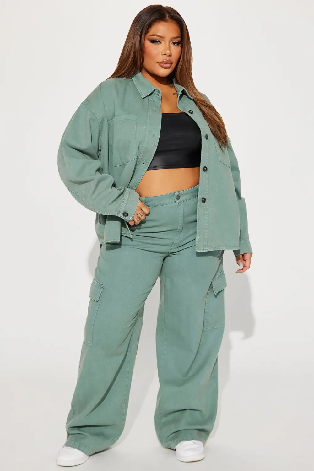 Hot Demand Denim Set - Green