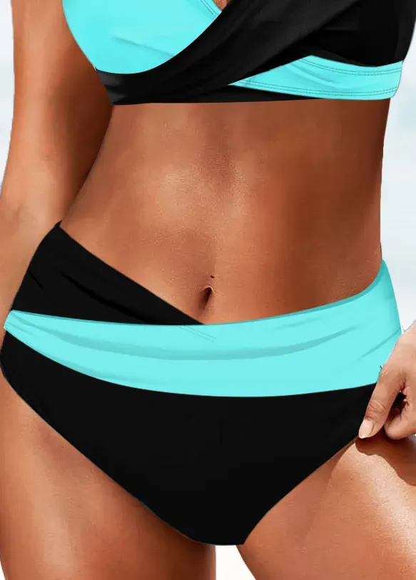 Tie Back Black Contrast Bikini Top