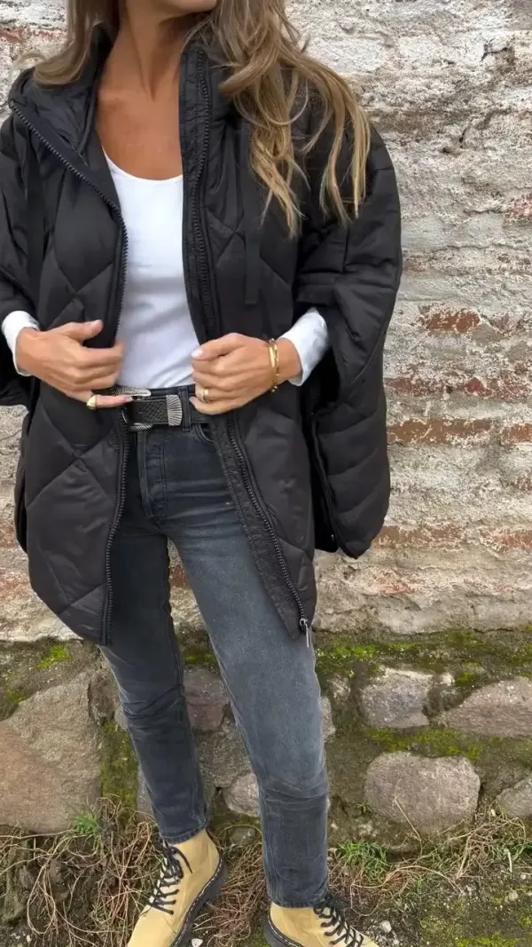 Women's Winter Design Loose Zipper Hooded Coat