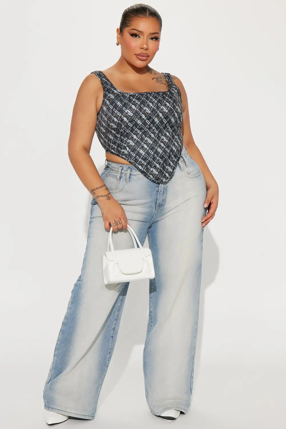 Metro Girl Plaid Corset Top - Black/combo