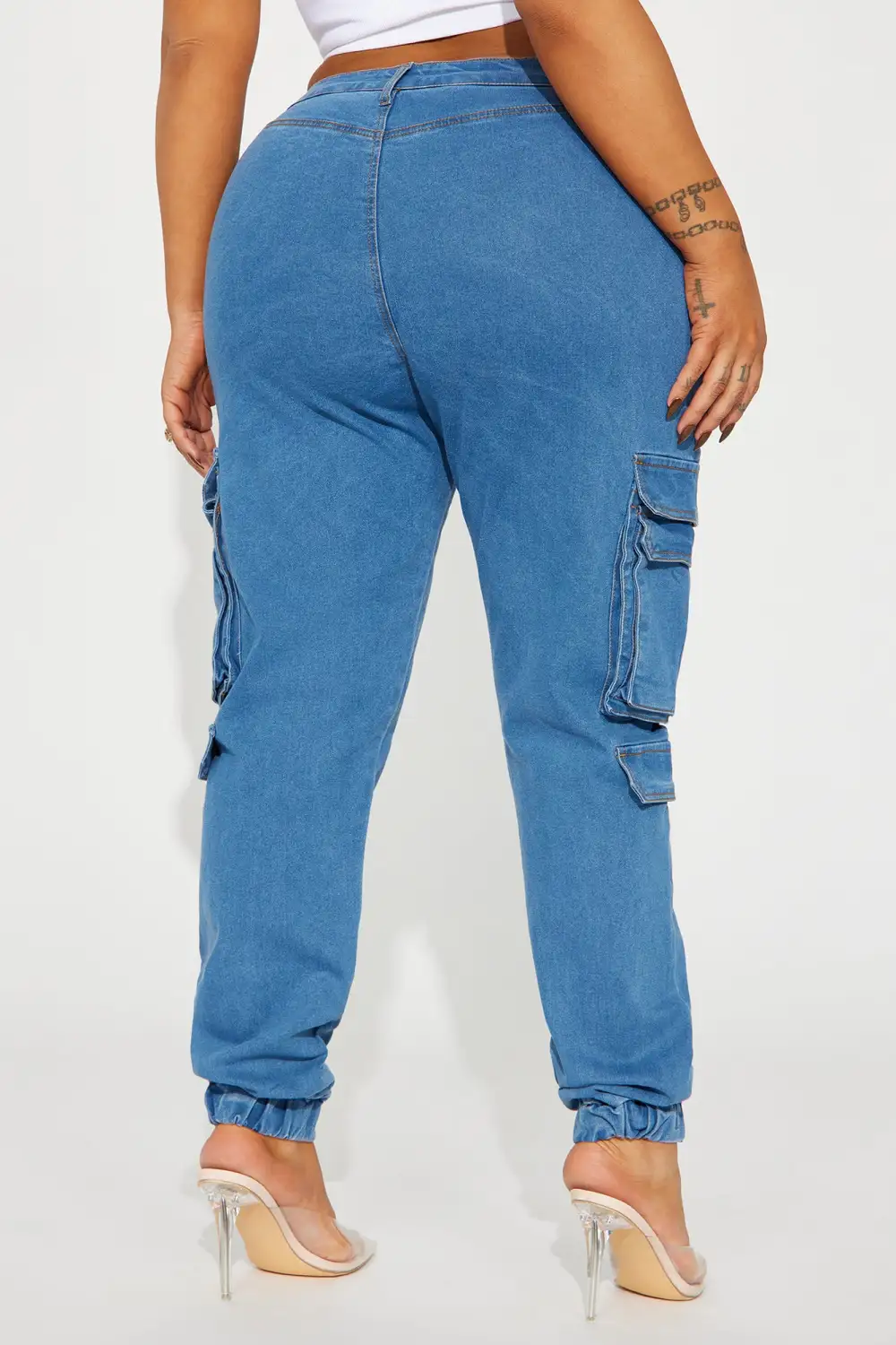Good Vibes Always Denim Joggers - Blue