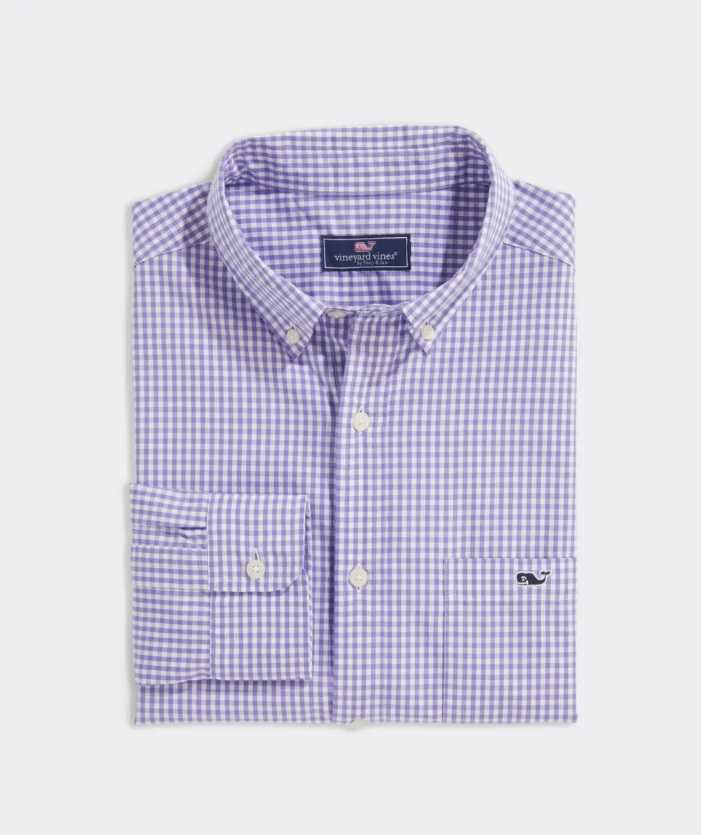 Stretch Poplin Gingham Shirt