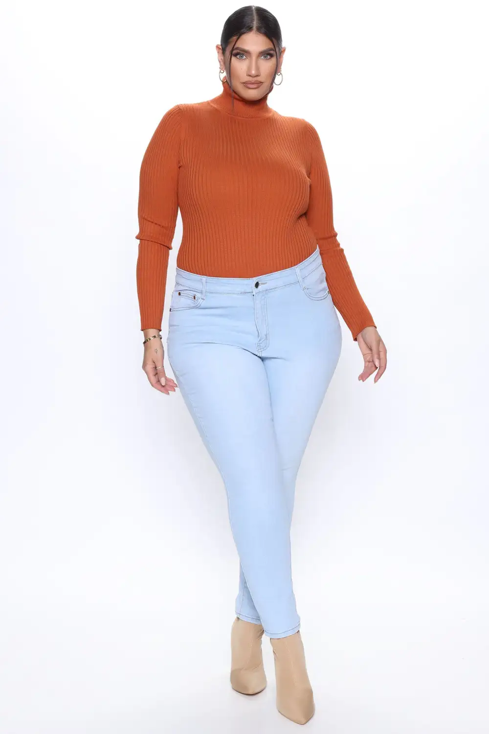 Make My Life Complete Sweater Bodysuit - Rust