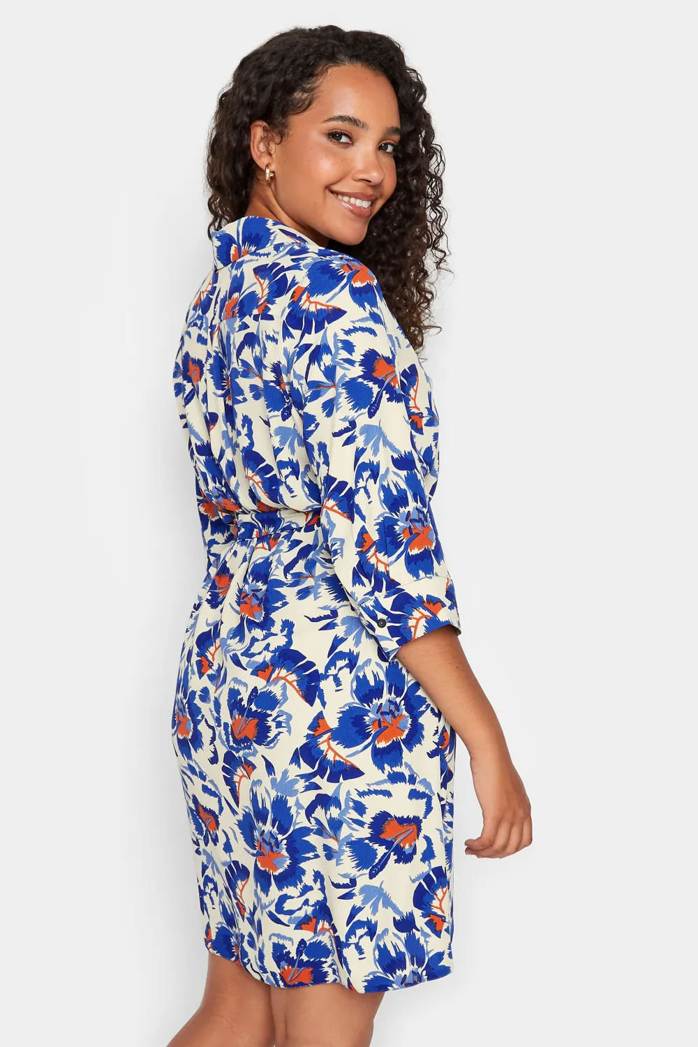 M&Co White Floral Print Tie Tunic Shirt Dress