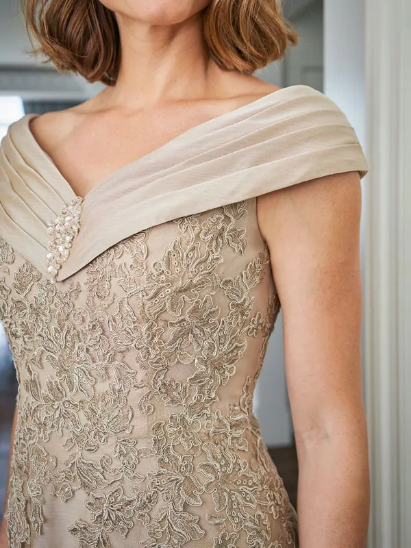 Elegant Lace V Neck Style Low Waist Slim Fit Women's Evening Dress