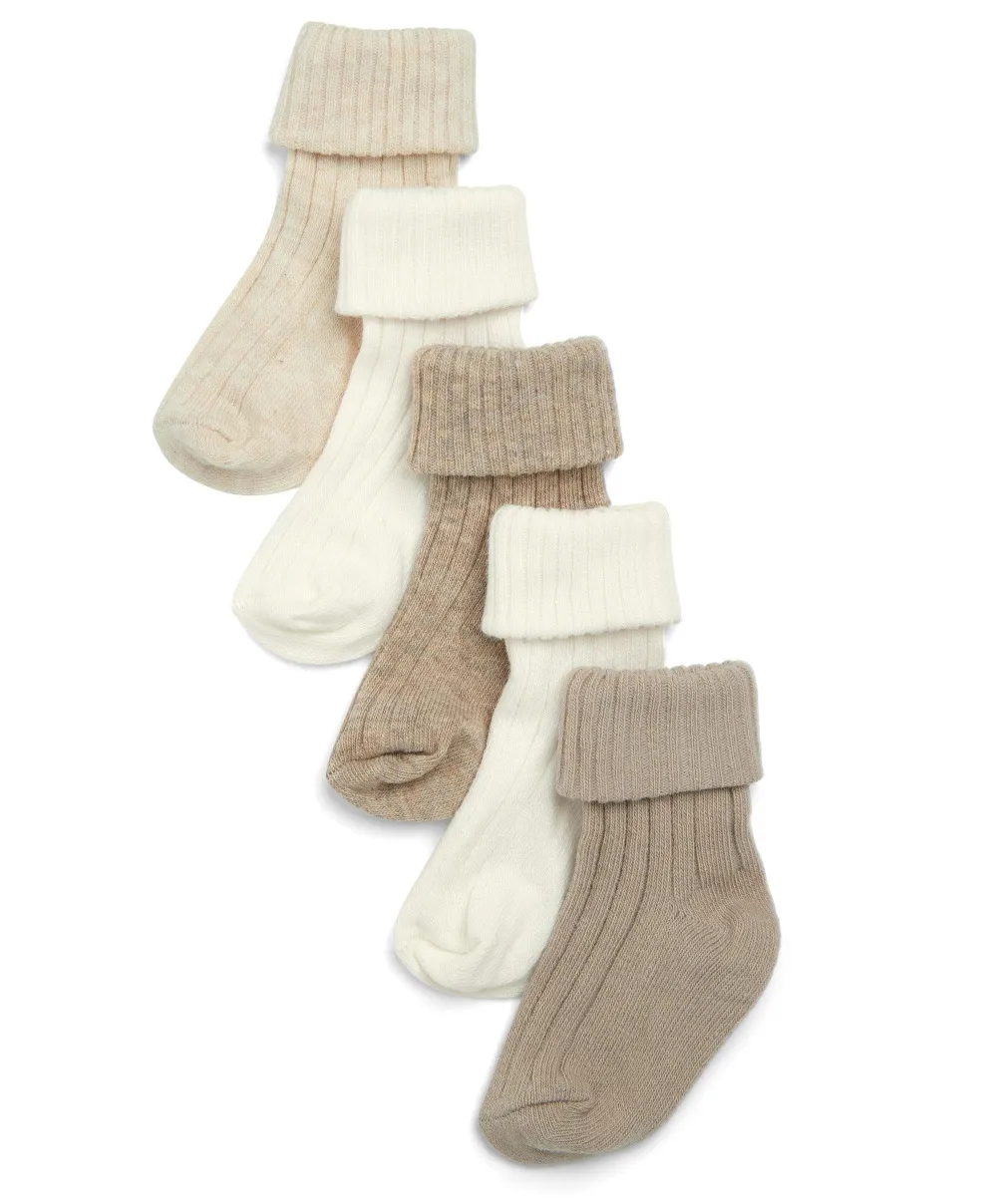 Sand Chunky Cotton Socks - Set of 5