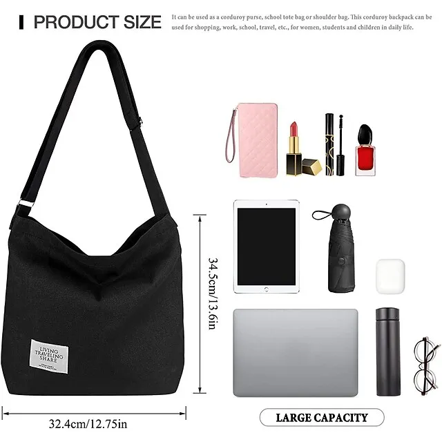 Canvas Tote Bag For Women Retro Large Size Canvas Shoulder Bag Hobo Crossbody Handbag Casual Tote For Shopping And Travel