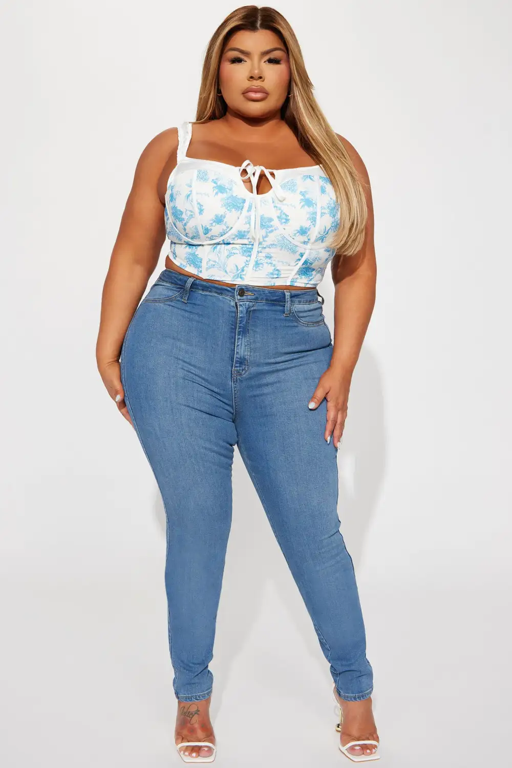 Carelli Floral Corset Top - White/combo