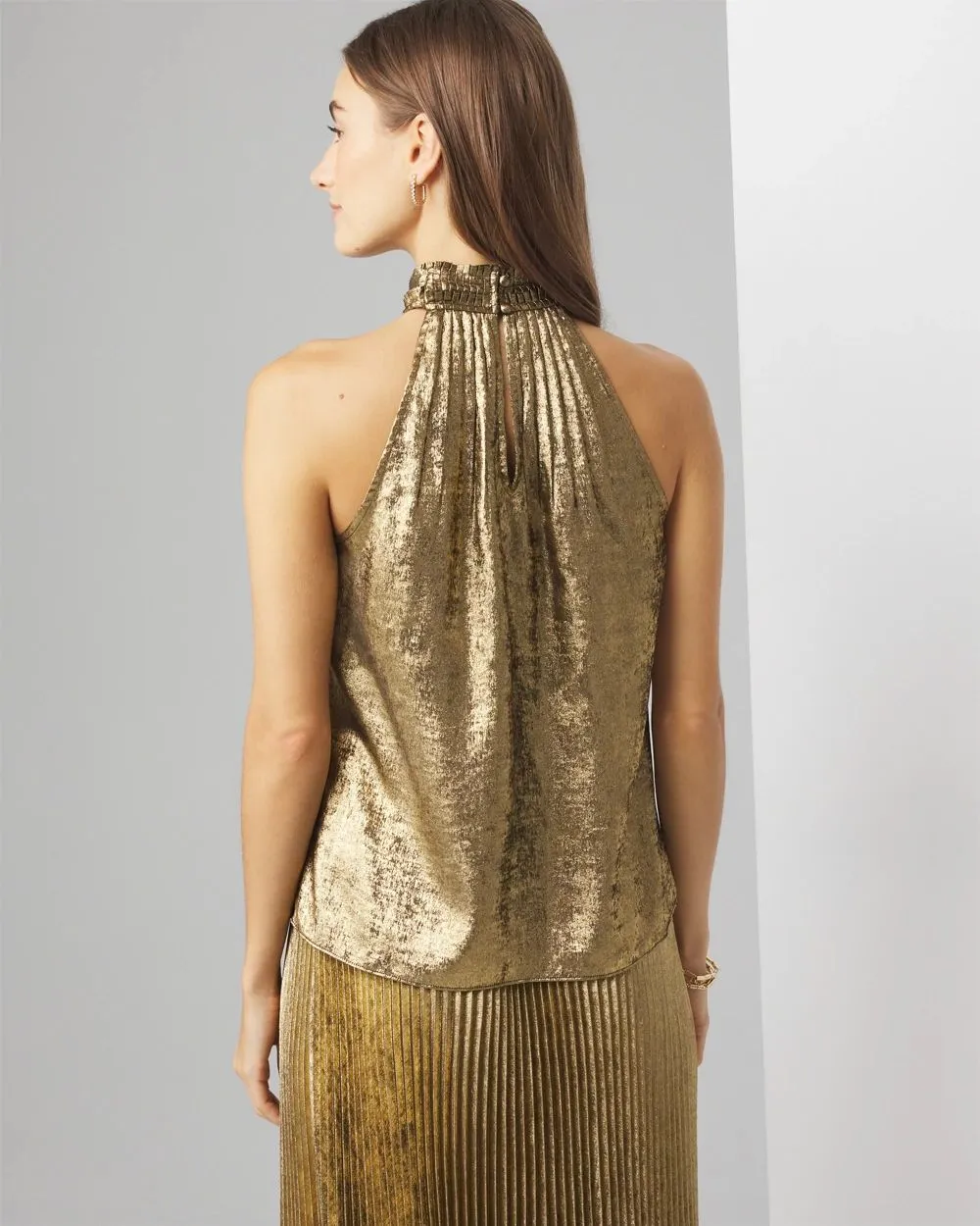 Halter Pleated Shell Top