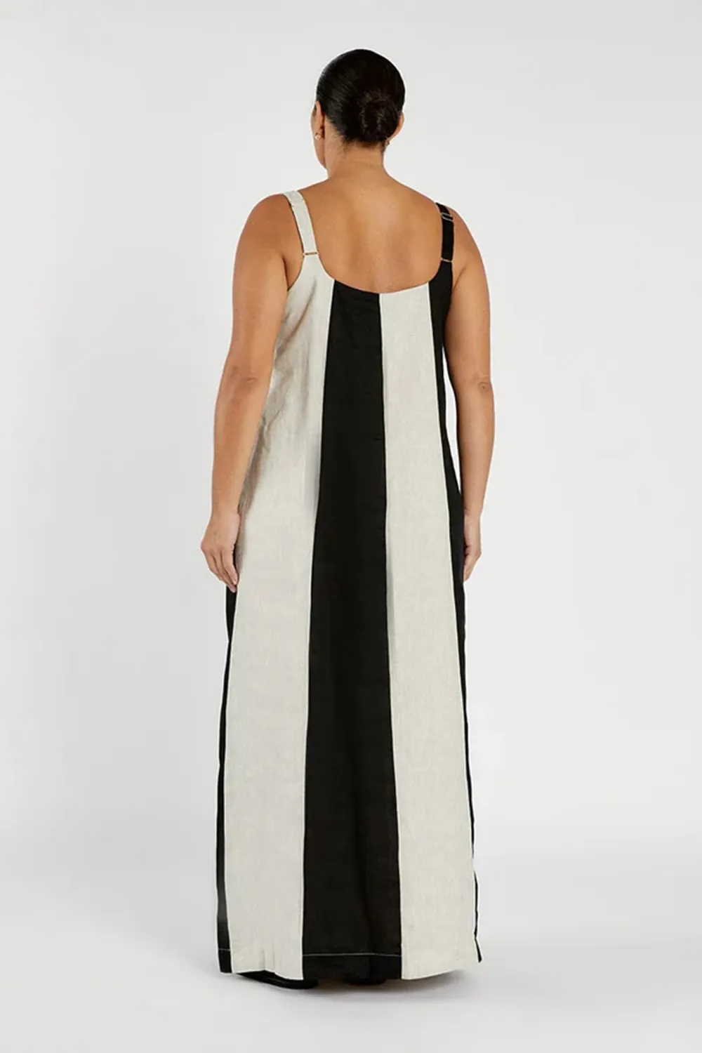 natural color block maxi dress