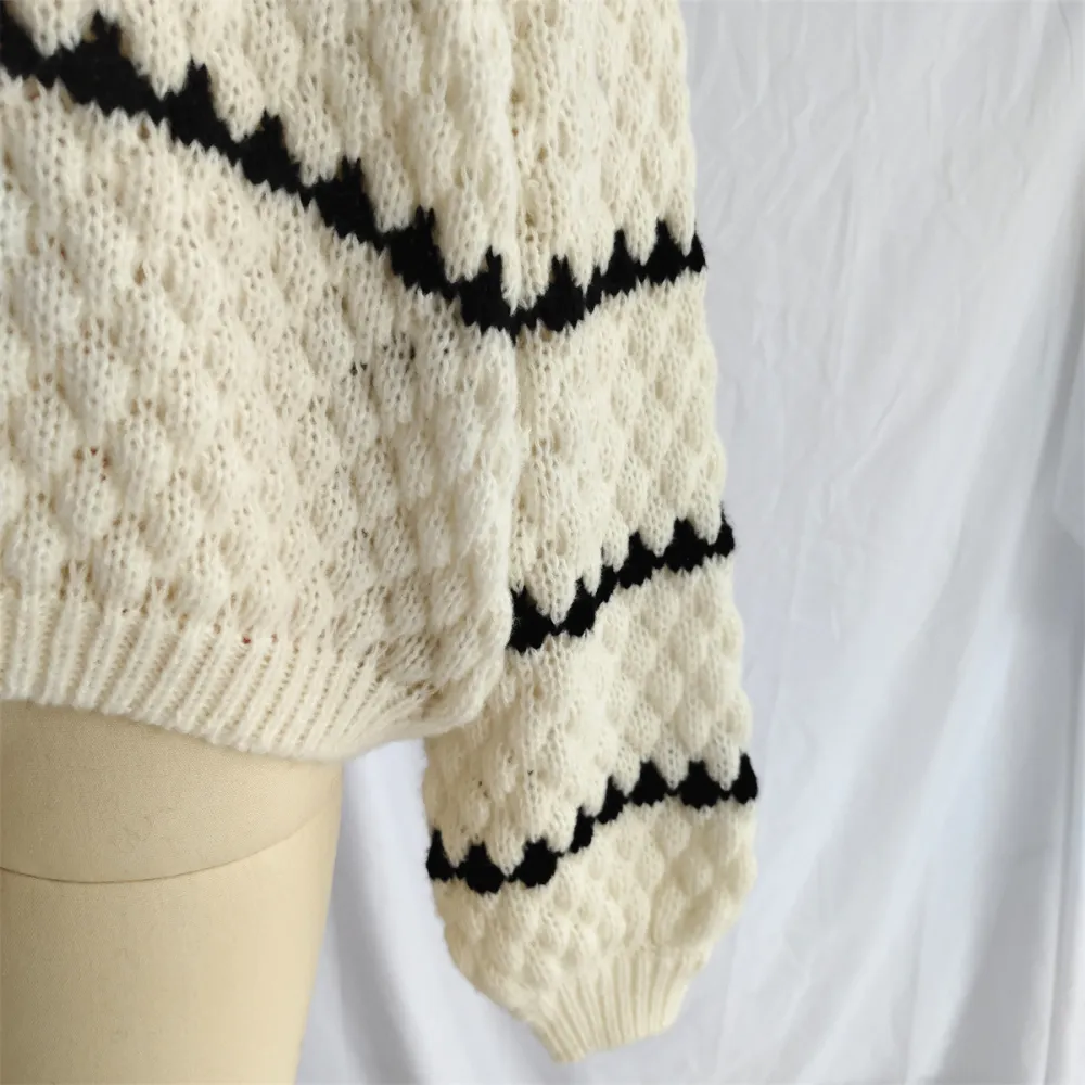 Loose Rough Needle Twisted Striped Sweater
