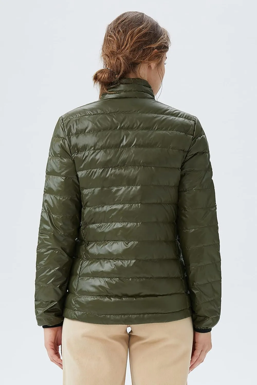 Women's Lightweight Packable Down Jacket Quilted Puffer Coat with Stand Collar