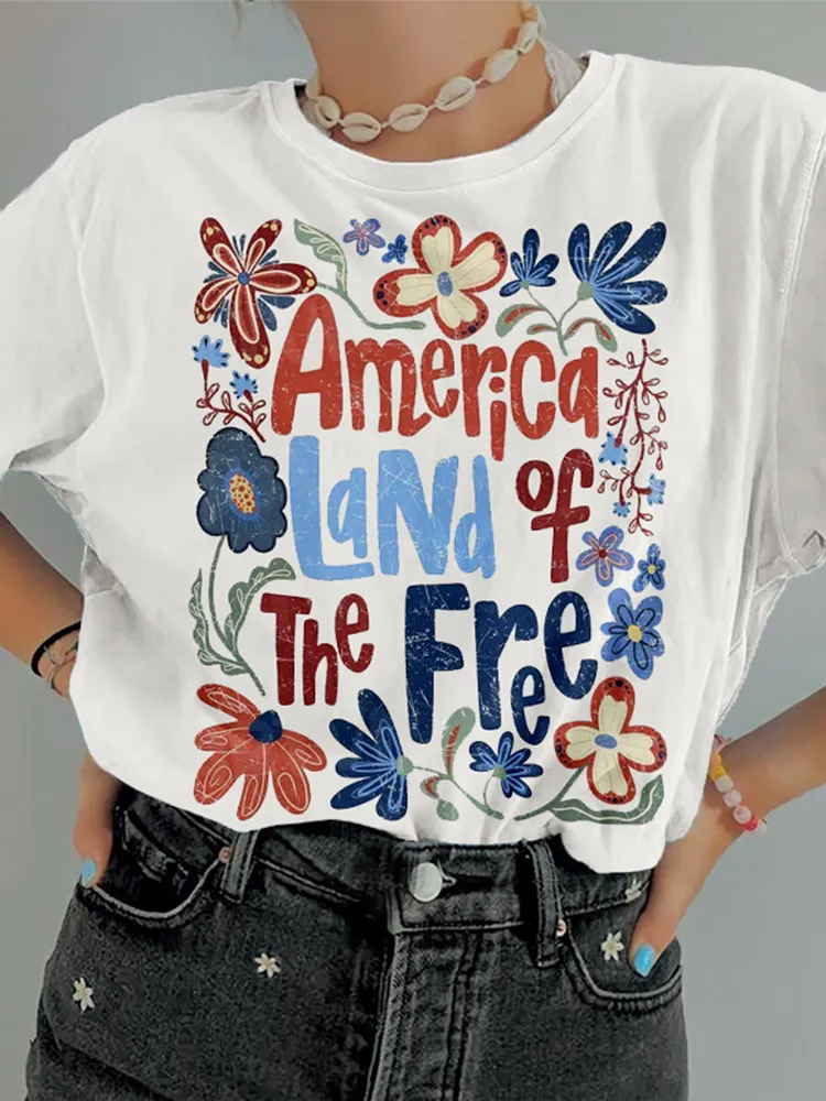 America Land Of The Free Graphic Comfy T Shirt