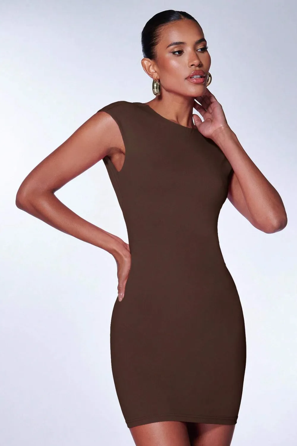 BAE Solid Backless Bodycon Dress
