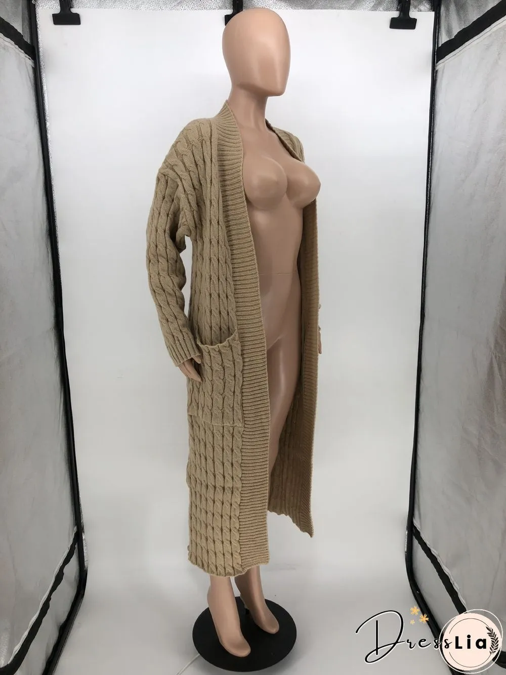 Winter Crochet Loose Long Twist Sweater Cardigan