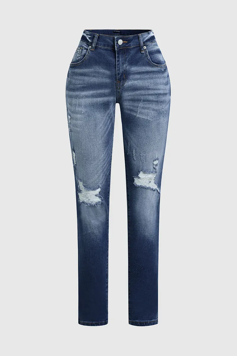 Distressed Low Rise Skinny Jeans