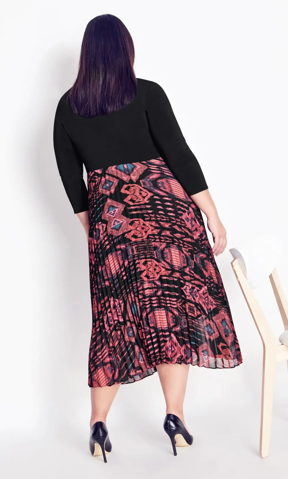 Evans Black & Pink Aztec Print Wrap Dress