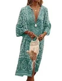 2021 vestido cardigan estampado retrô