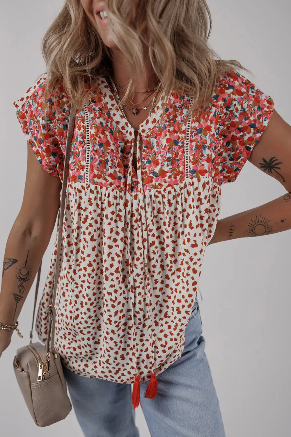 Paisley Embroidered Tie Detail Blouse