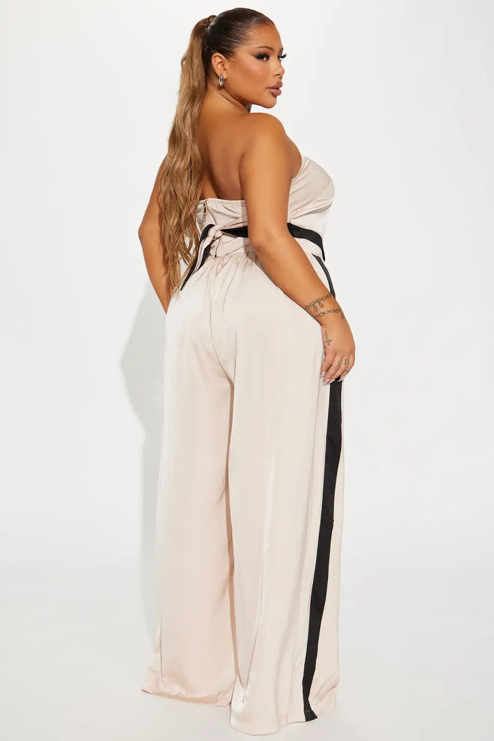 Bold Steps Satin Pant Set - Taupe