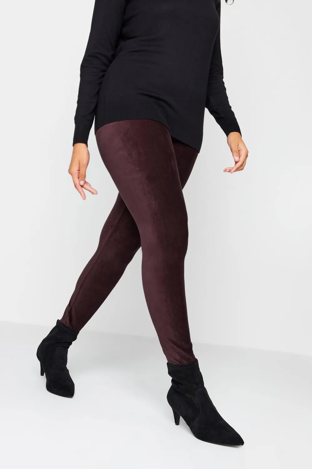 M&Co Burgundy Red Cord Stretch Leggings