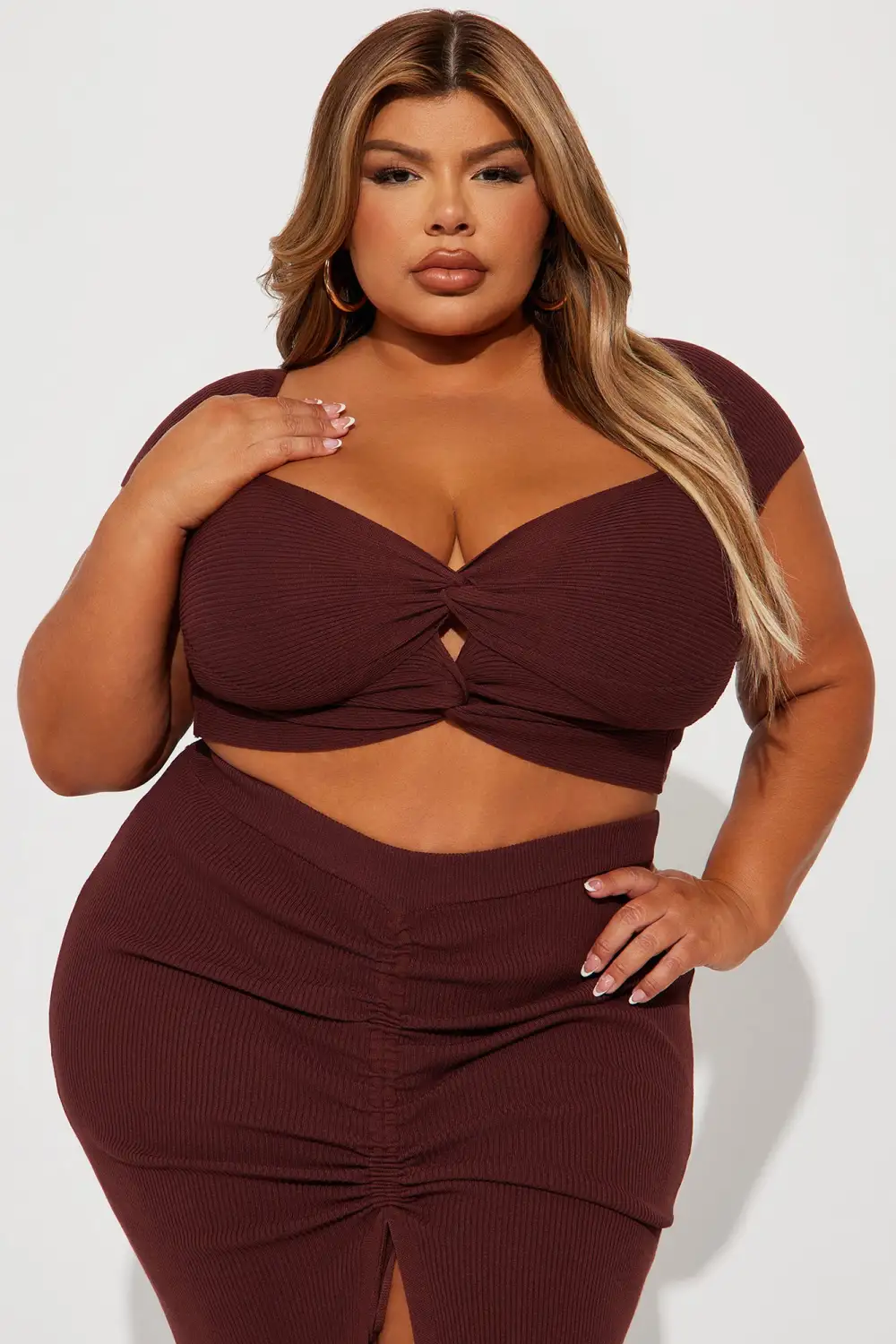 Out Of Habit Skirt Set - Brown