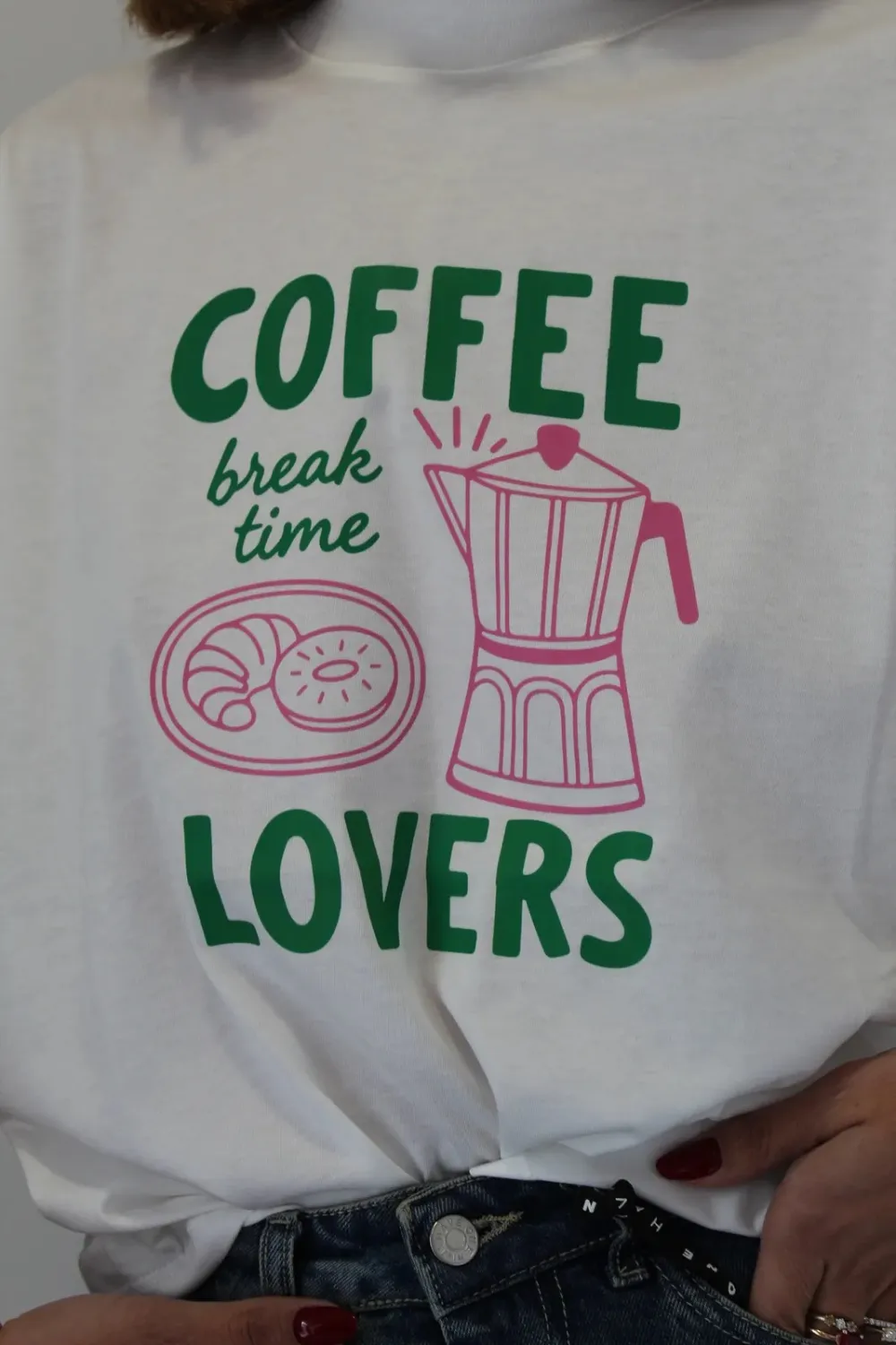 Light Drape Graphic Crewneck Cotton Tee Shape